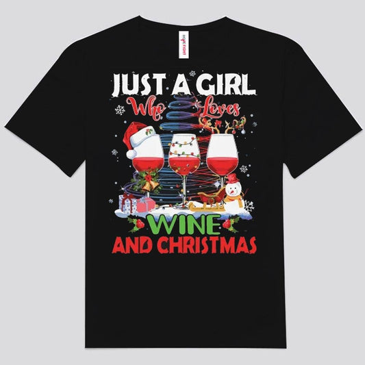 Solo una chica que ama el vino y las camisetas navideñas