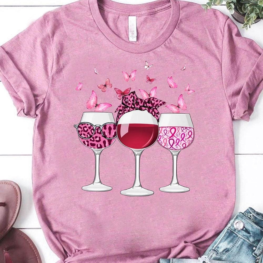 3 Glasses With Butterfly, Wine Shirts
