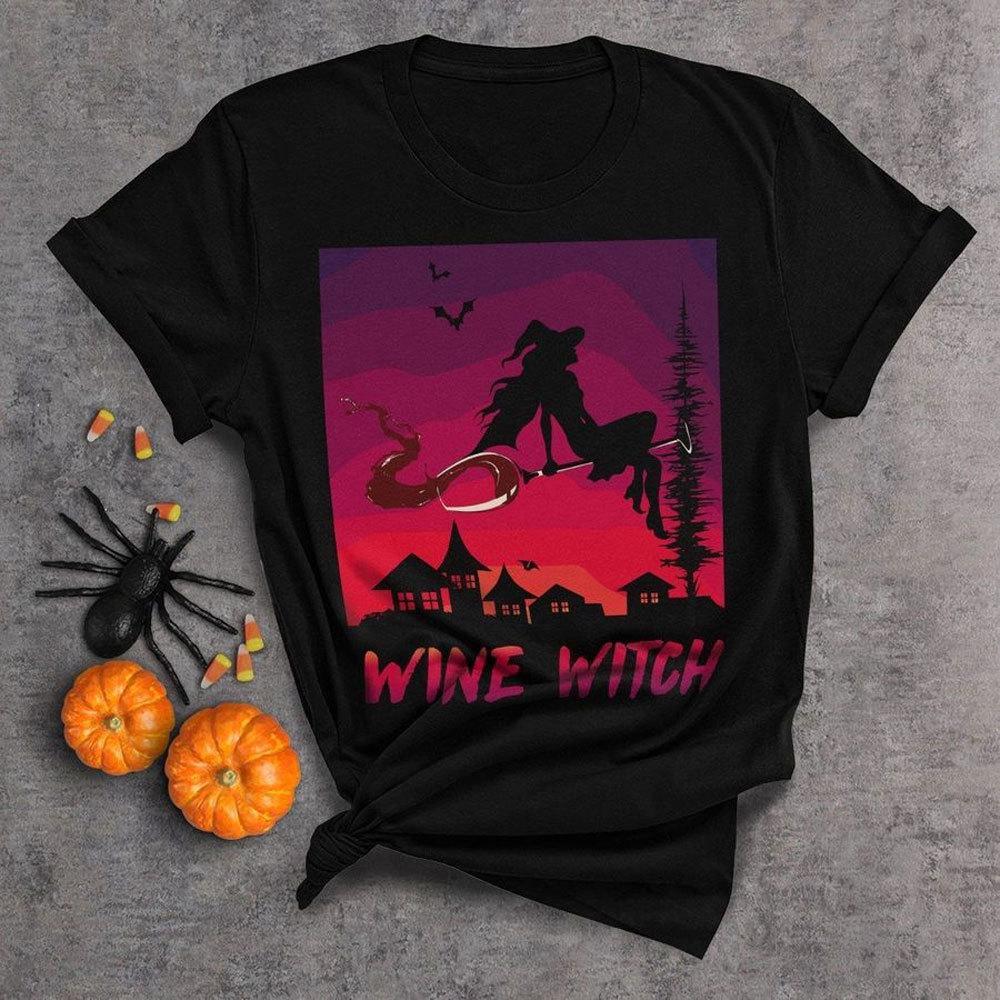 Bruja del vino, camisetas de vino para Halloween