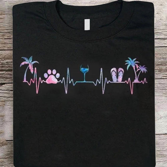 Soy una mujer sencilla Chanclas de vino Camisetas con huella de perro