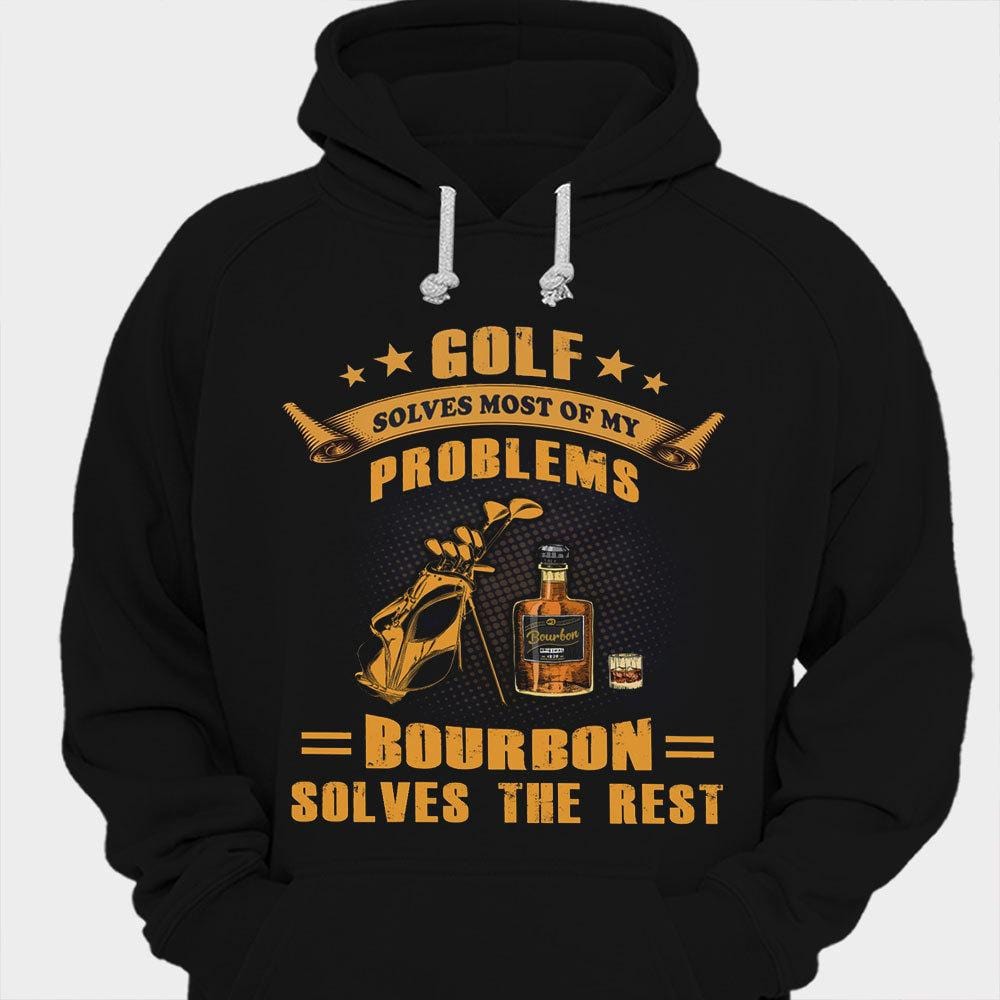 El golf resuelve la mayoría de mis problemas El bourbon resuelve el resto Camisetas de vino