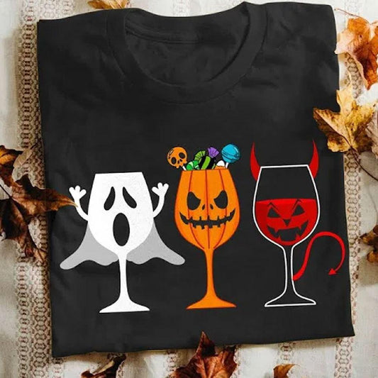 Camisetas de Halloween con copas de vino