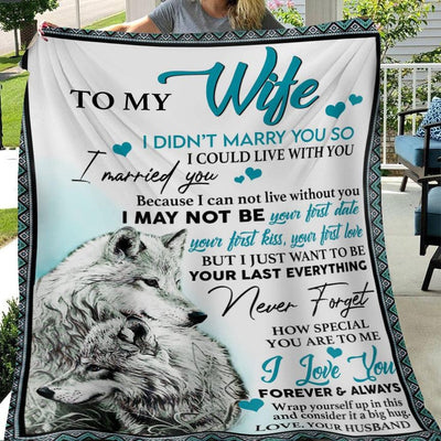 To My Wife Love From Husband Wolf Blanket Fleece & Sherpa