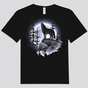 Camisetas de lobo aullando a la luna