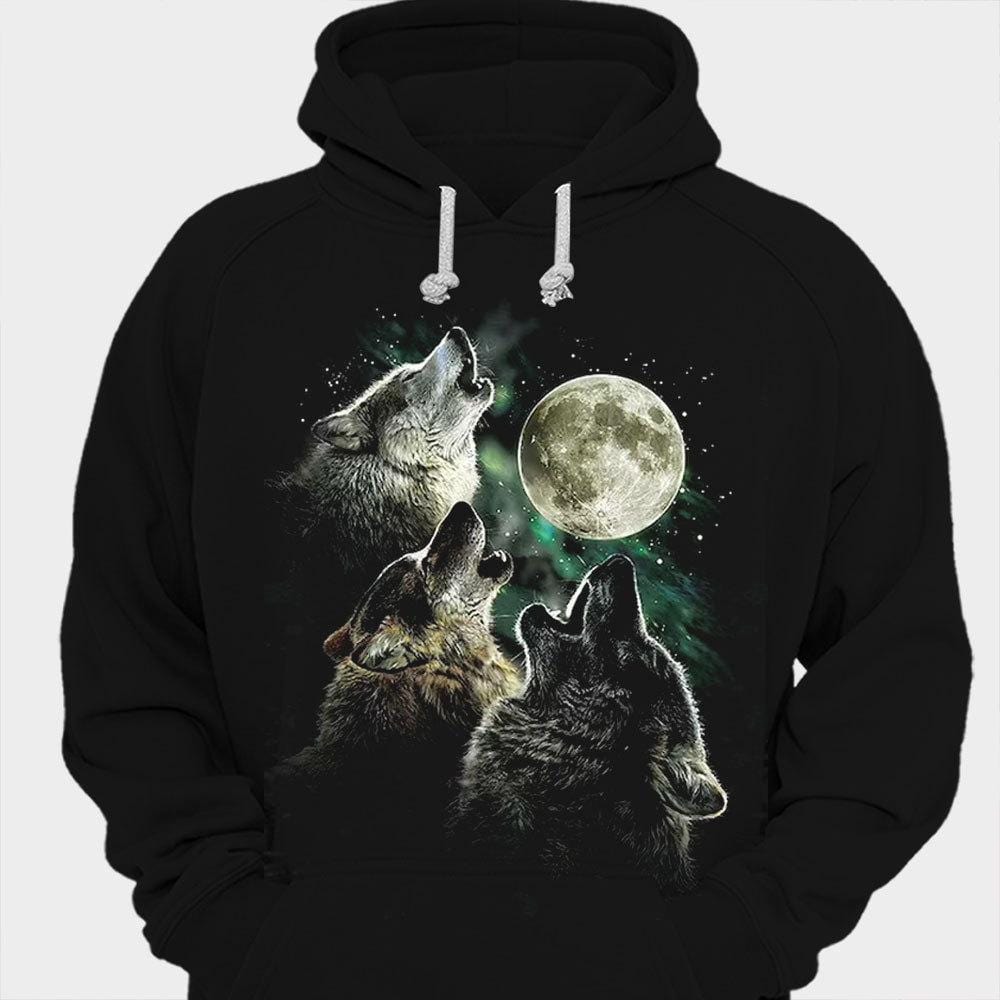Camisetas de la familia Wolf y la luna aullando