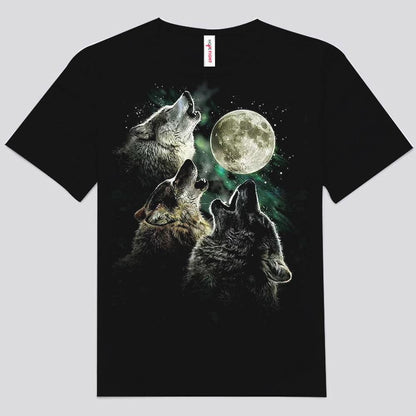 Camisetas de la familia Wolf y la luna aullando