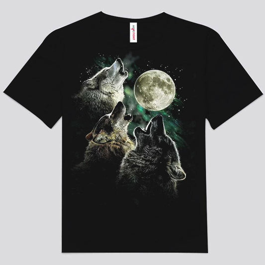 Camisetas de la familia Wolf y la luna aullando