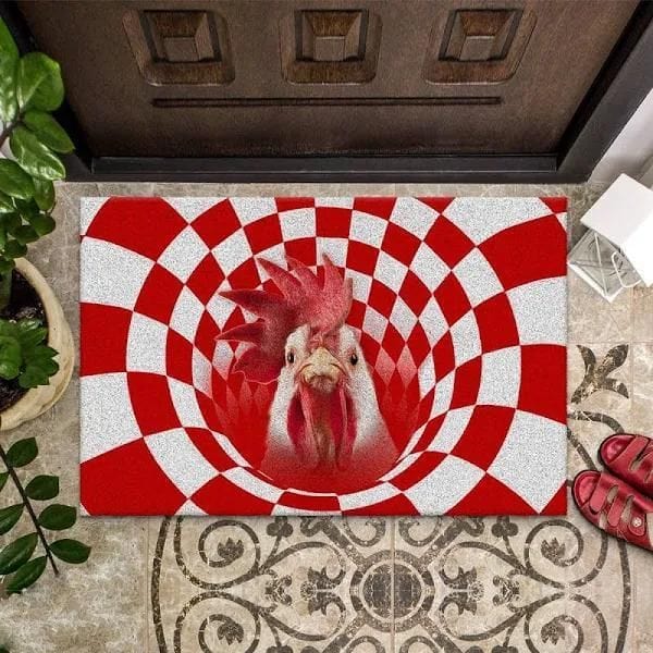 Farm Animals Illusion Funny Chicken Doormat