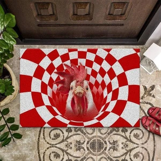 Farm Animals Illusion Funny Chicken Doormat