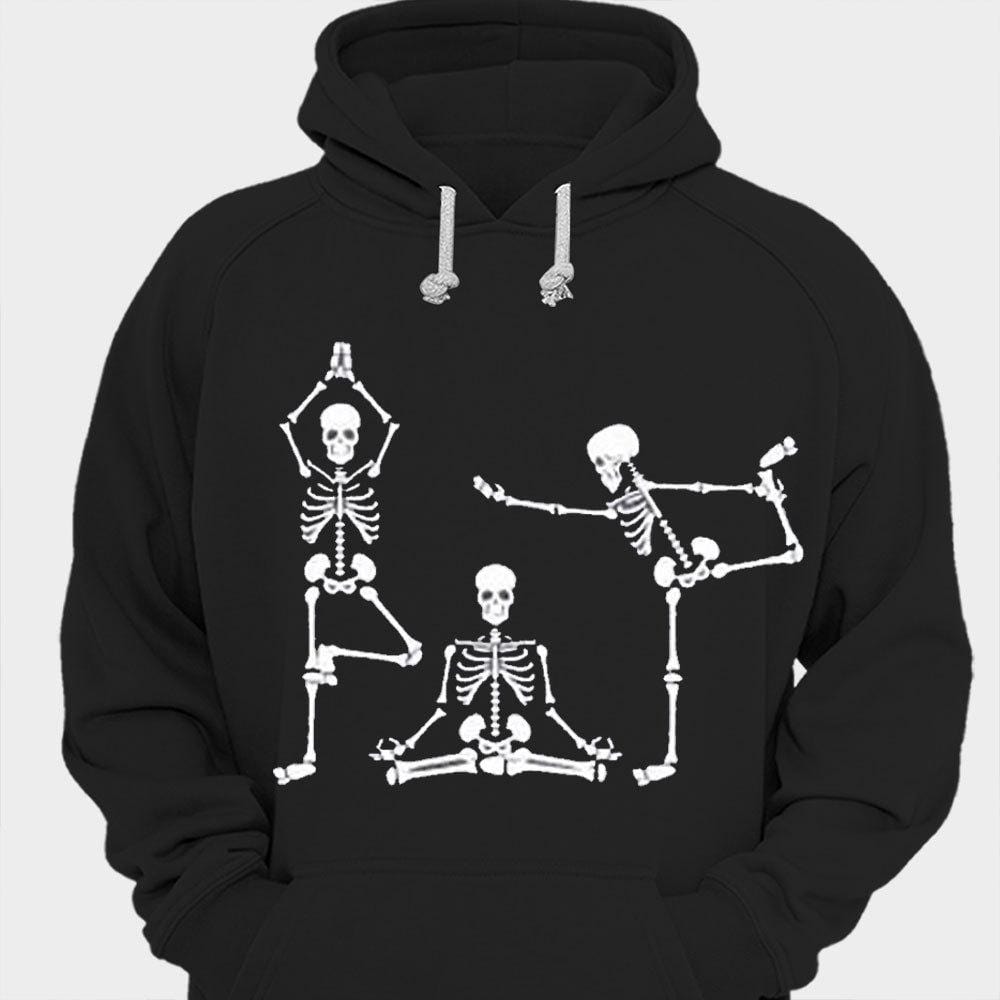 Camiseta de yoga con esqueletos