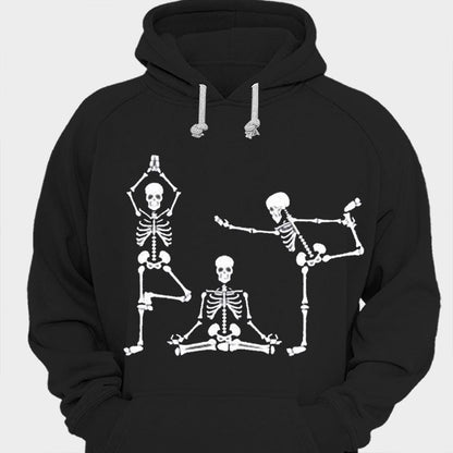 Camiseta de yoga con esqueletos