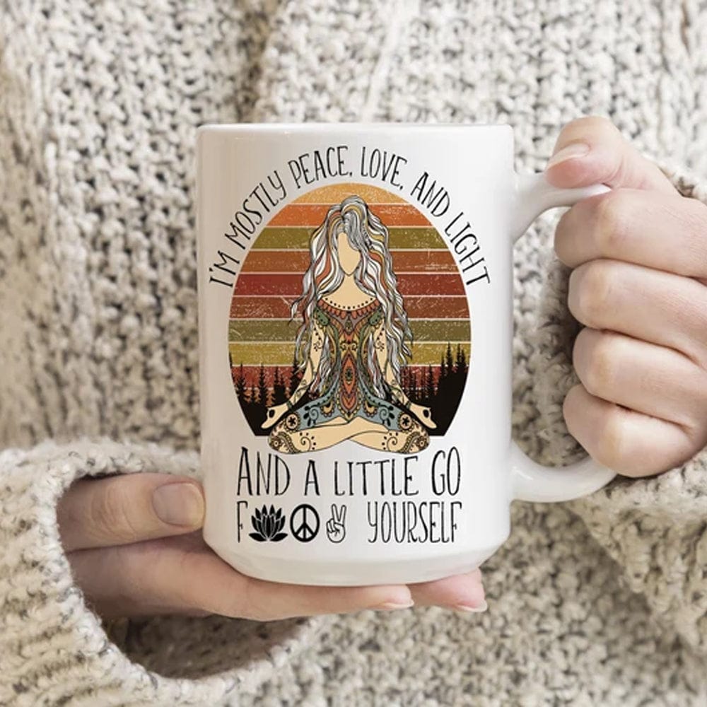 I'm Mostly Peace, Love & Light Yoga Mug