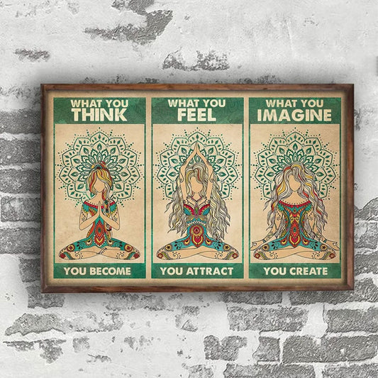 Póster de chica de yoga, lienzo, en lo que crees que te convertirás