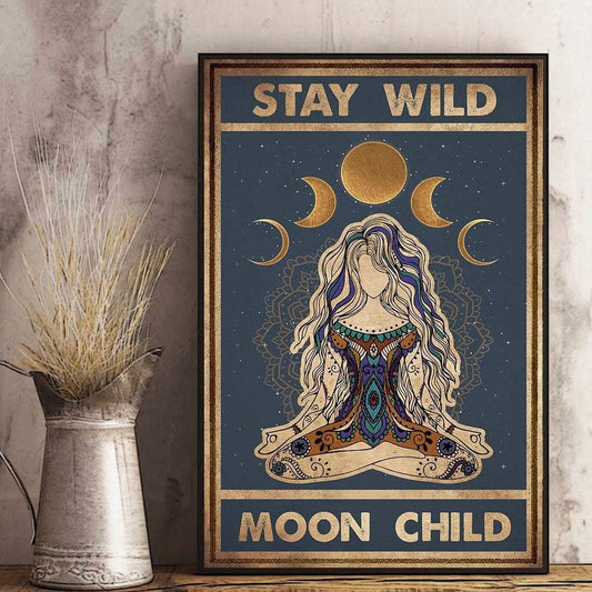 Póster de yoga infantil Stay Wild Moon, lienzo