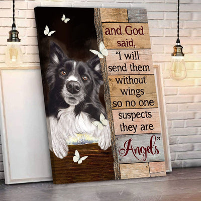 God Said I Will Send Them Without Wings Border Collie Memorial Poster, Canvas