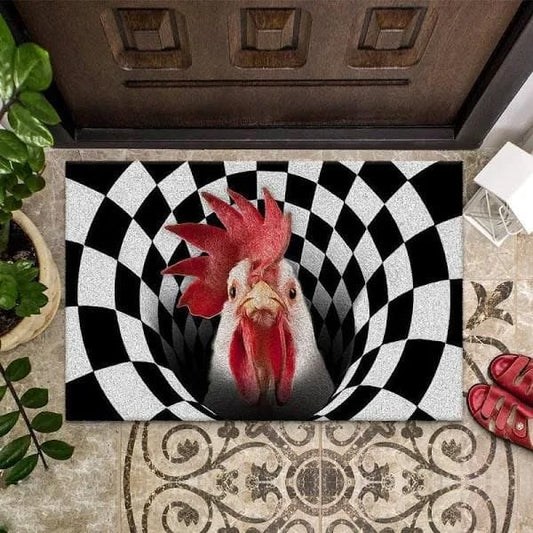 Farm Animals Illusion Funny Chicken Doormat
